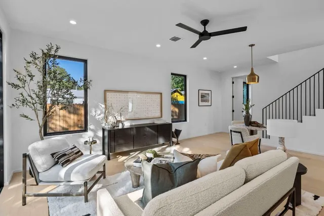 a living room with furniture