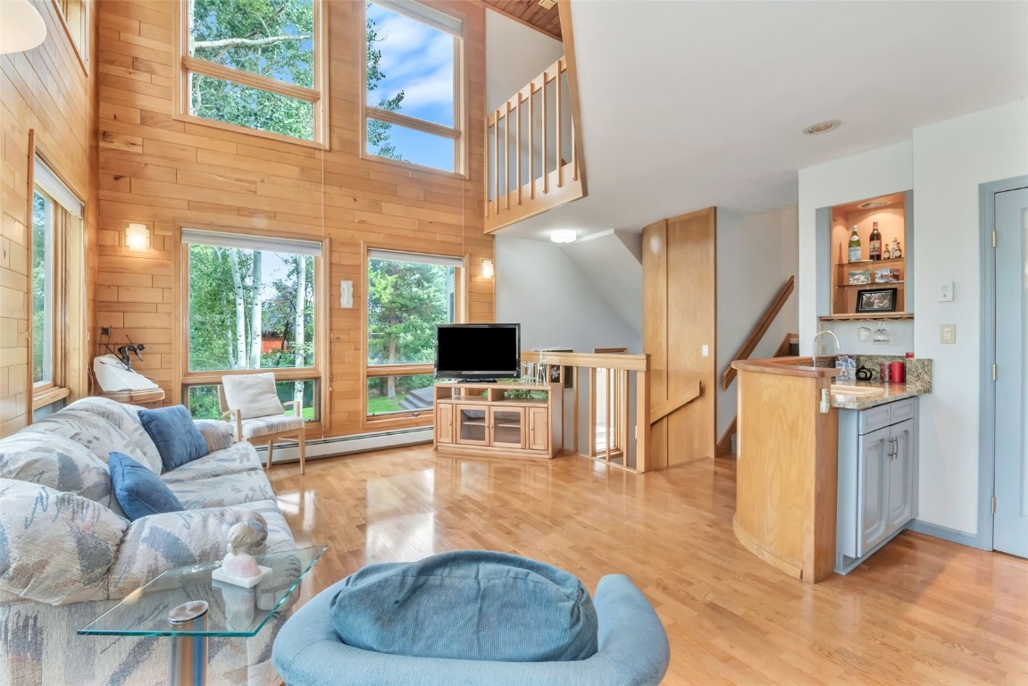 2116 Aster Place Steamboat Springs, CO 80487 - Photo 6 of 42 a living room with furniture a large window and a flat screen tv