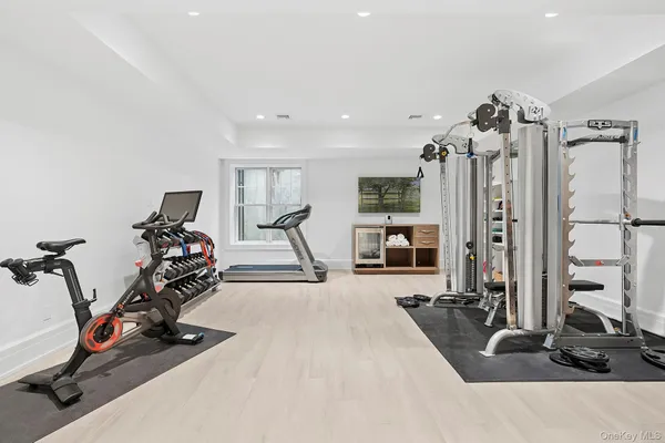 a view of a room with gym equipment