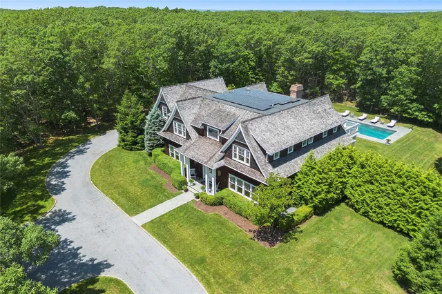 an aerial view of a house