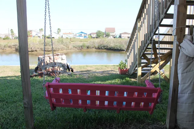 a view of a street with sitting area