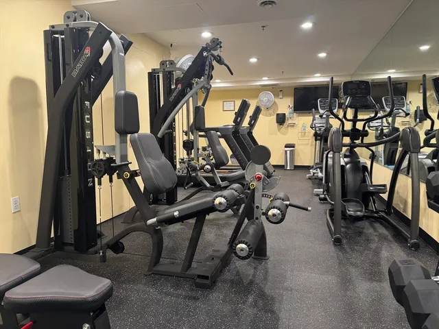 a view of a room with gym equipment