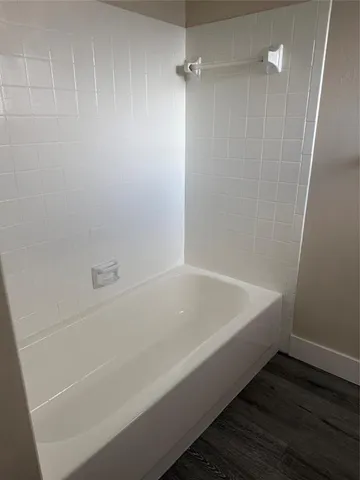 a bathroom with a bathtub