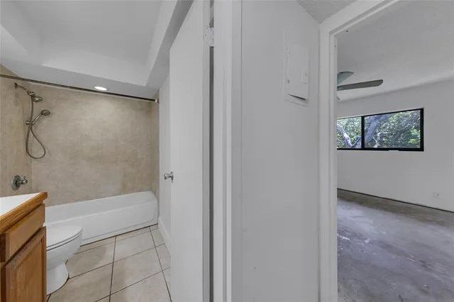 a bathroom with a bathtub