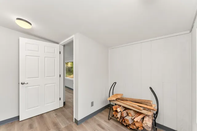 a backyard of a building