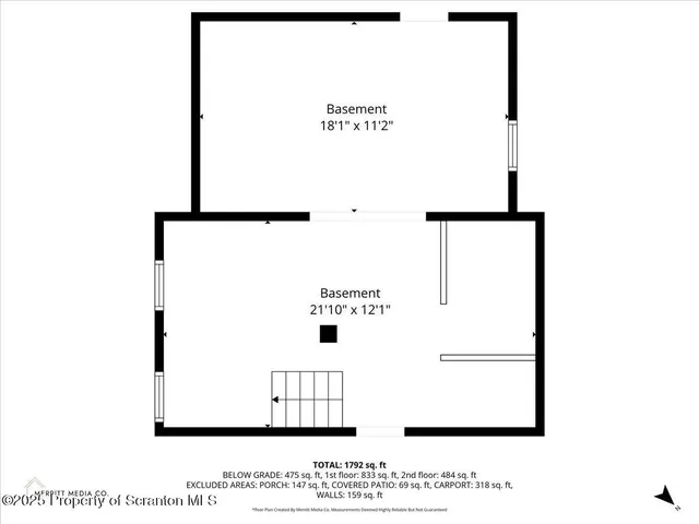a view of an empty room with stairs