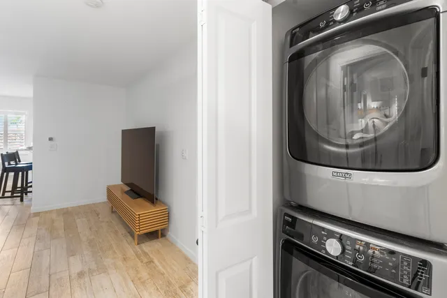 a utility room with a washer and dryer