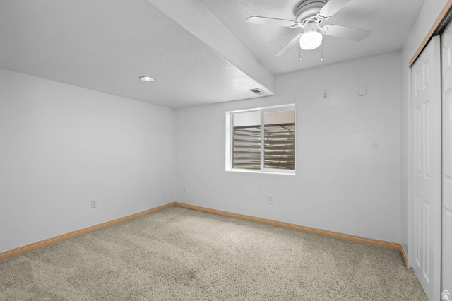 142 East 2675th Street South Clearfield, UT 84015 - Photo 28 of 49 Carpeted room featuring a ceiling fan, recessed lighting, a window, and a white bi-fold closet