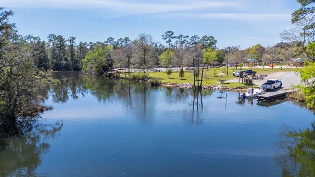 a view of a lake with houses