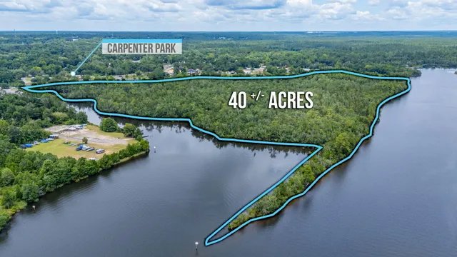 a view of a lake with a building in the background