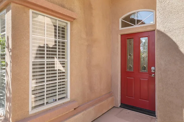 a front view of a house with a door