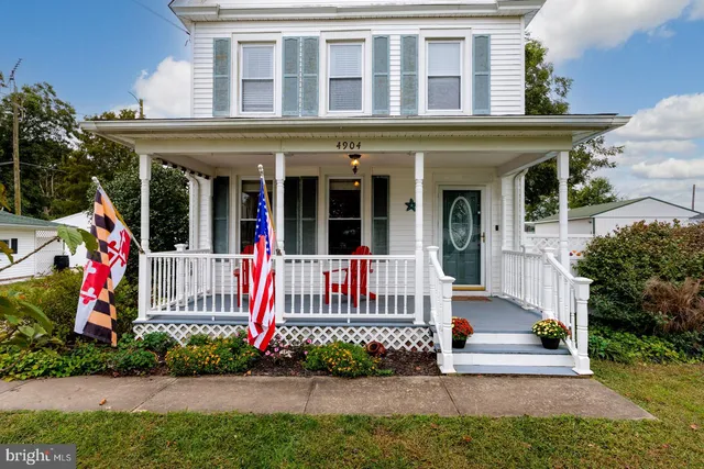 front view of a building with a porch