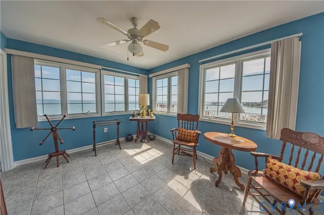 a room with a large window