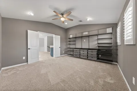 an empty room with closet