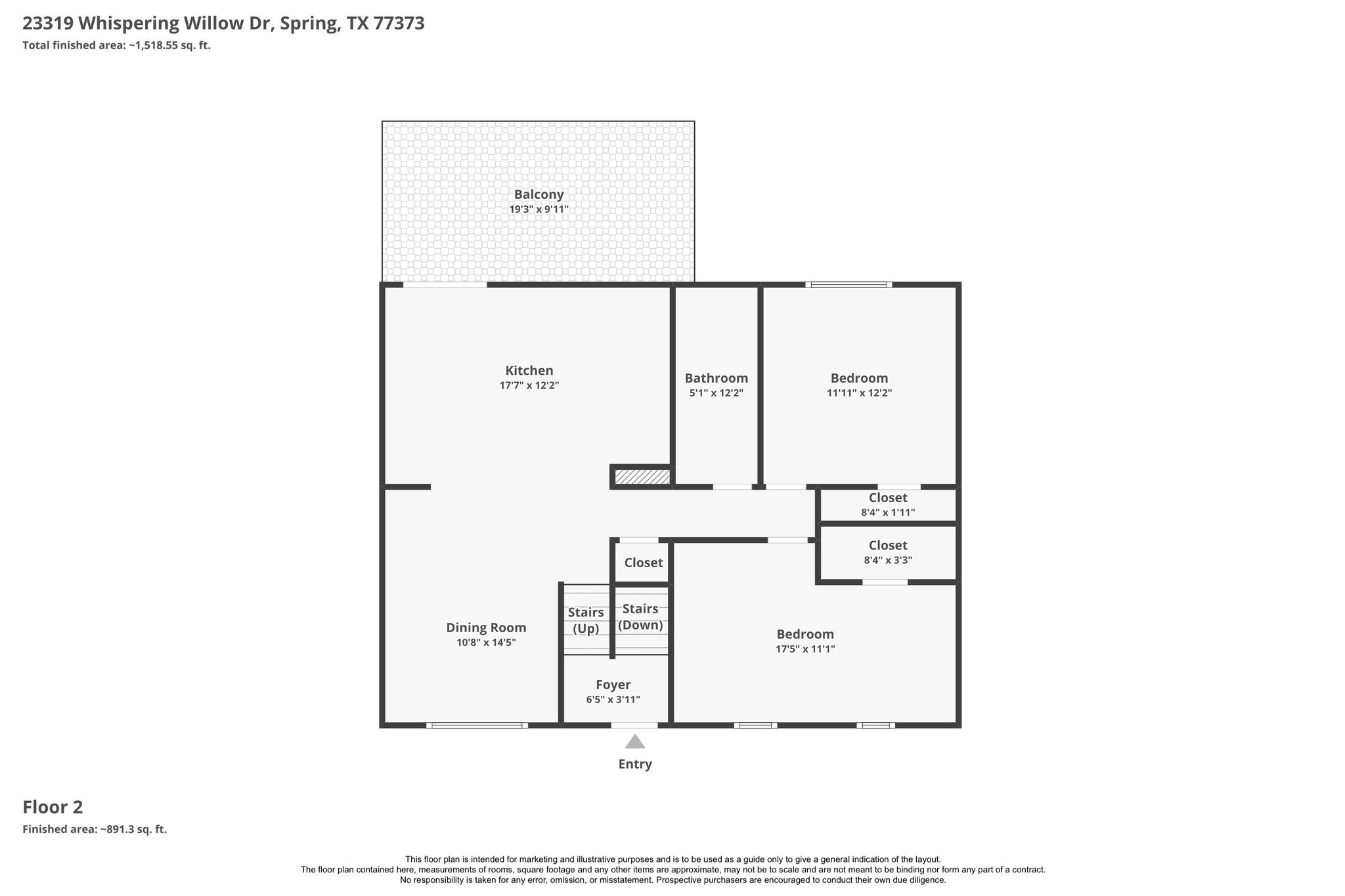 23319 Whispering Willow Drive Spring, TX 77373 - Photo 30 of 31 2nd Floor Floor Plan