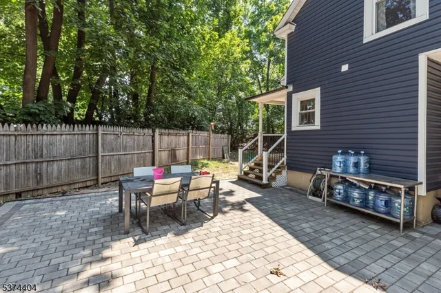 a building outdoor space with patio furniture