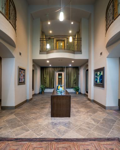 a view of a living room with a large window