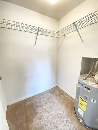 a view of a room with racks on the wall