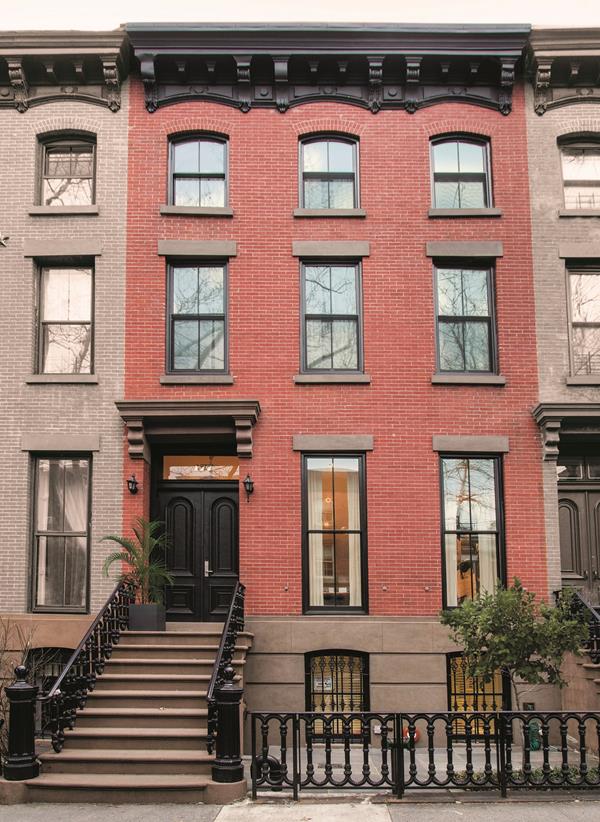 a view of a building with a large window