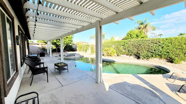 a patio view with a outdoor seating space