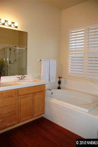 10201 Wolf Ridge Way Reno, NV 89521 - Photo 7 of 11 a bathroom with a tub sink and a mirror