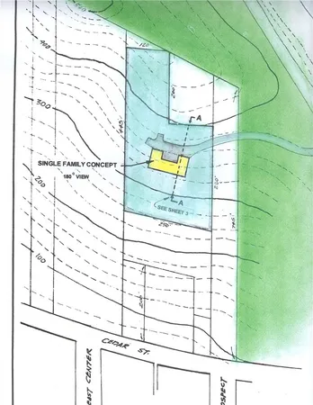 a bathroom with a shower and a mirror