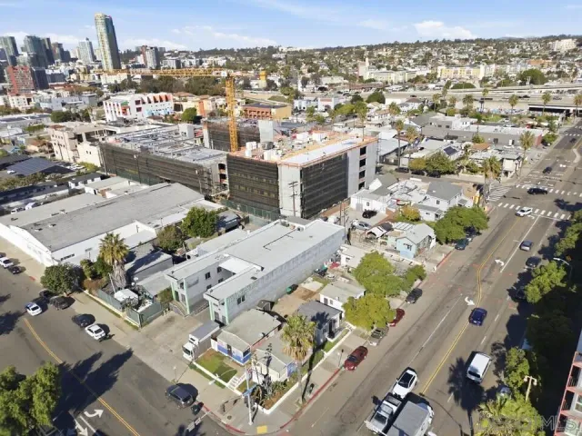 an aerial view of a city
