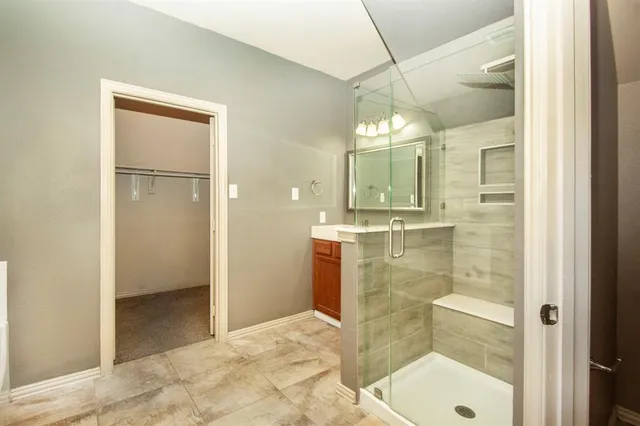 a bathroom with a shower