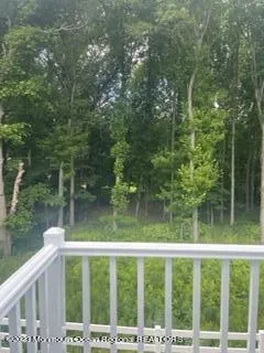 a view of balcony with wooden floor