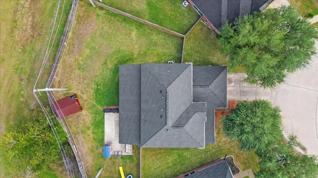 an aerial view of a house