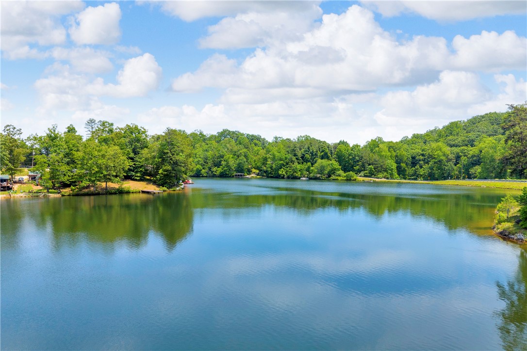 334 Lake Becky Road Mountain Rest, SC 29664 - Photo 31 of 46 A tranquil lake view unfolds, framed by lush, verdant trees under a wide-open sky.