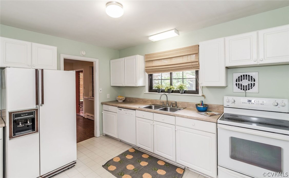 6008 Brookfield Road Richmond, VA 23227 - Photo 19 of 28 a kitchen with white cabinets sink and white appliances
