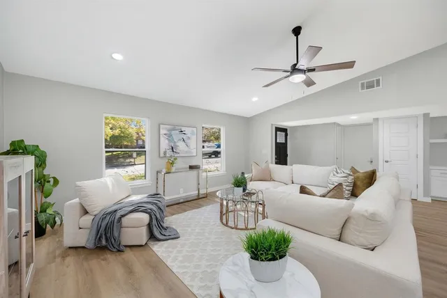 a living room with furniture