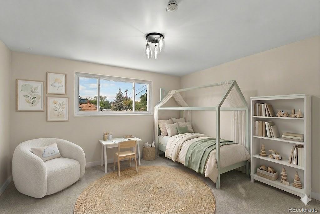 367 North Clarkson Street Denver, CO 80218 - Photo 29 of 50 a bedroom with a bed and a chandelier