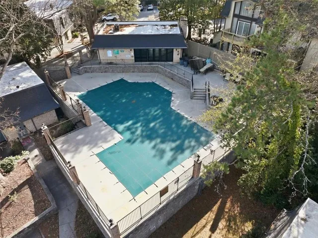 an aerial view of a house