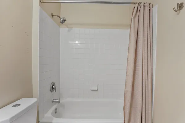 a bathroom with a bathtub
