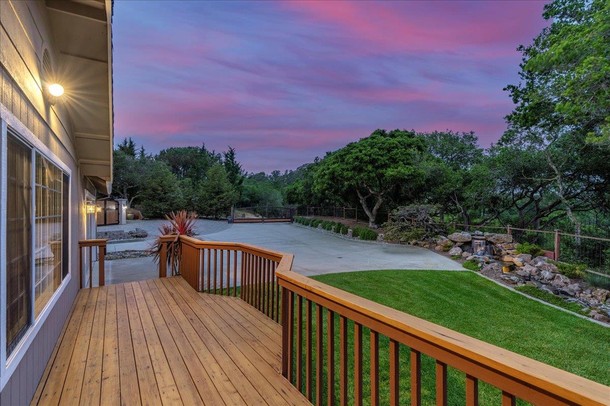 6980 Timeview Way Prunedale, CA 93907 - Photo 41 of 47 a view of a balcony with wooden floor and outdoor seating