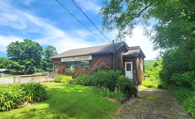 a view of a house with a yard and plants