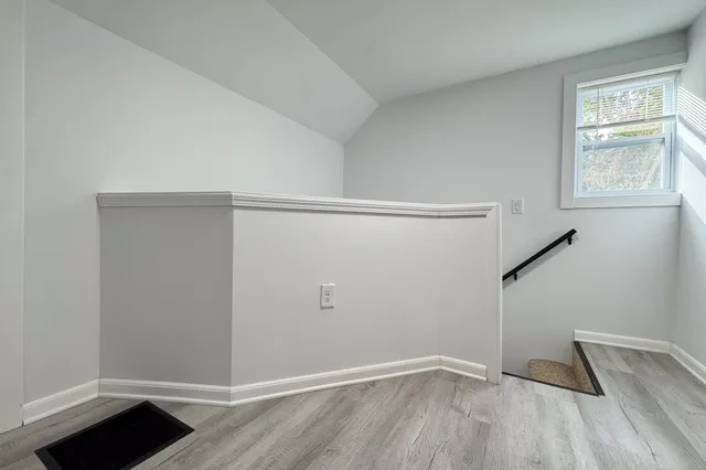 a view of small space with racks on the wall