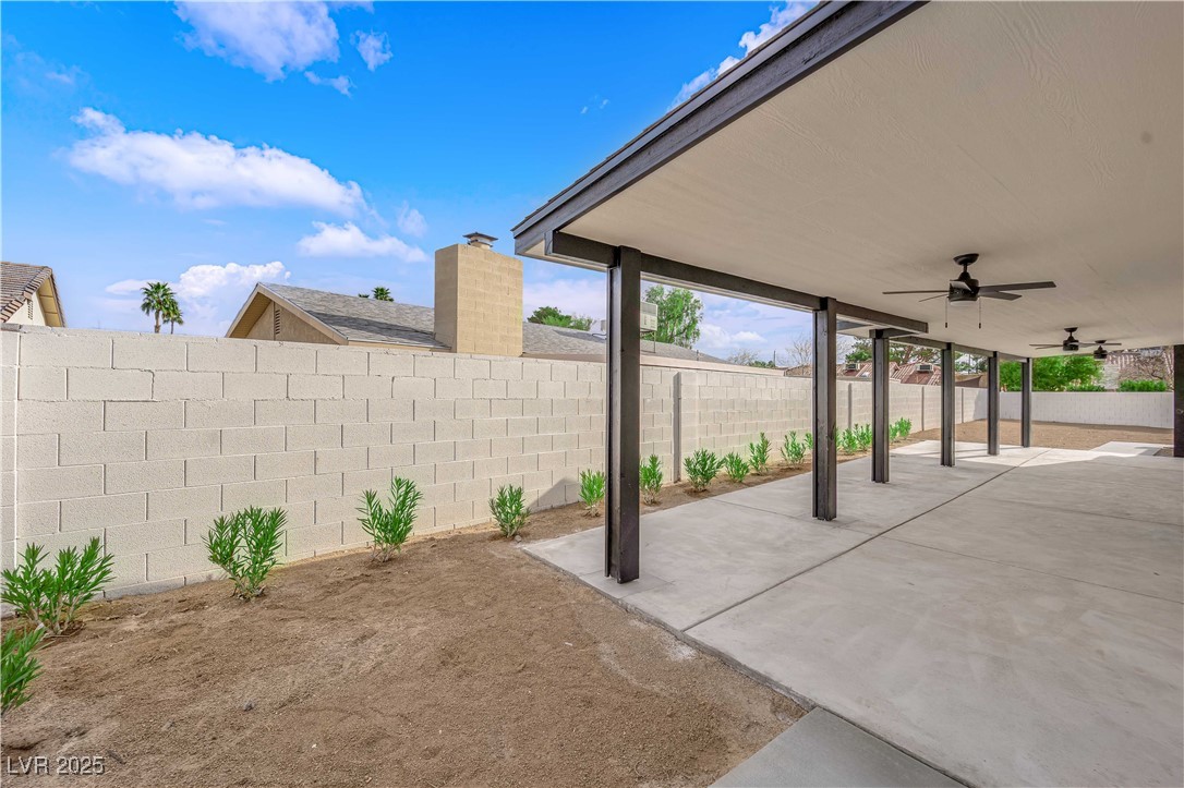 3228 Robin Circle Las Vegas, NV 89121 - Photo 39 of 45 View of patio featuring ceiling fan and a fenced b