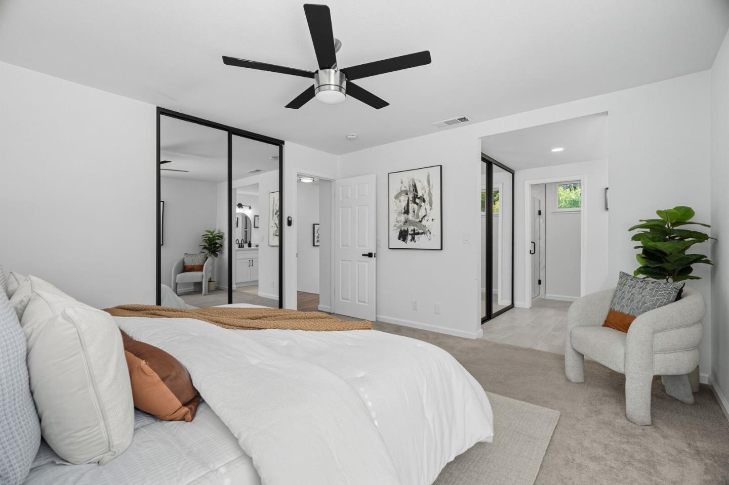 24392 Machado Court Hayward, CA 94541 - Photo 26 of 48 a bedroom with a bed and a chandelier