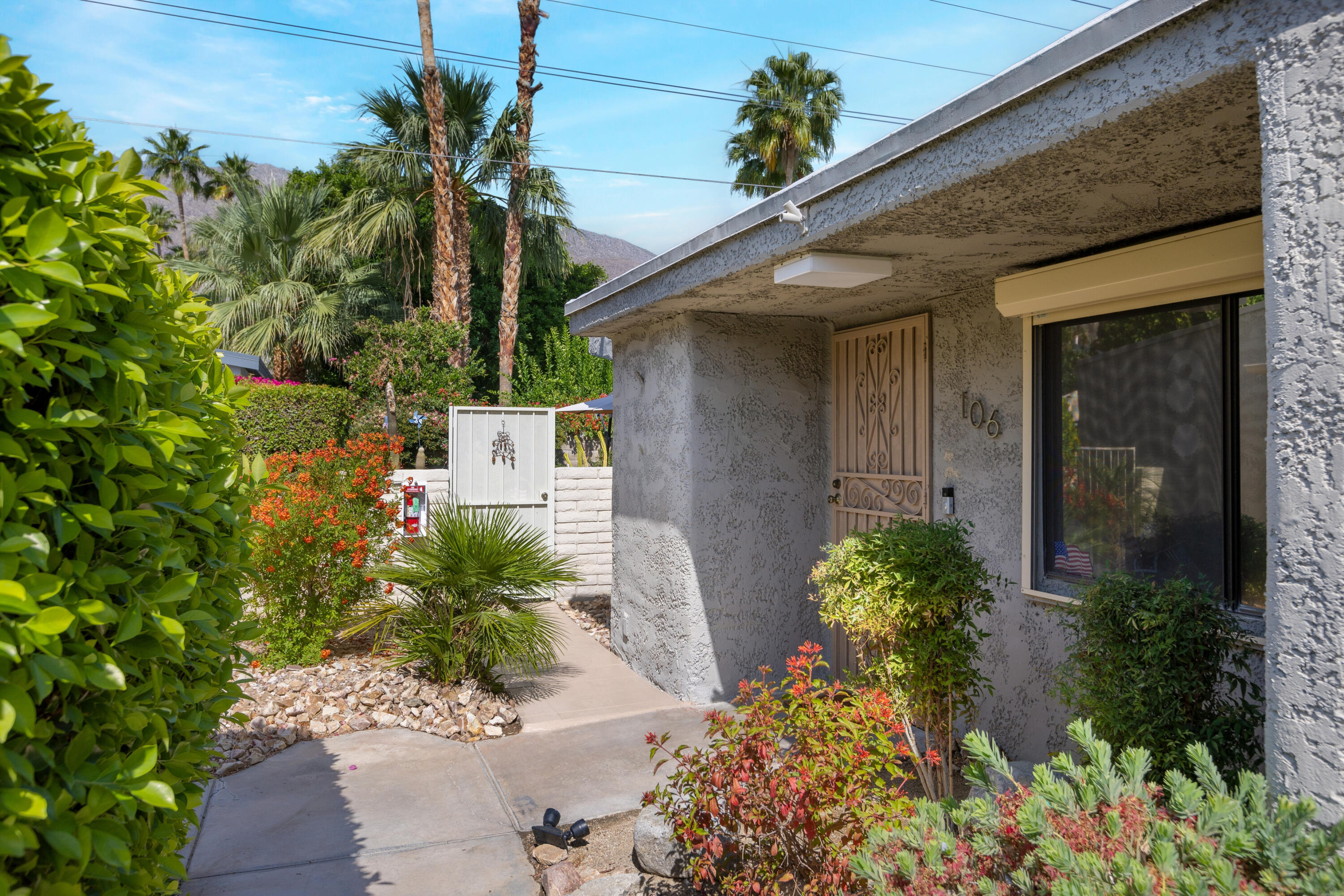 1111 Ramon Road, Unit 106 Palm Springs, CA 92264 - Photo 3 of 42 Front Door and Garden Gate