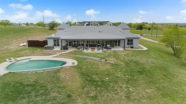 an aerial view of a house