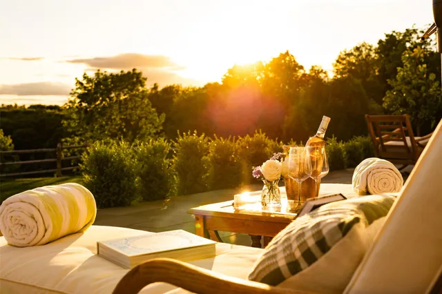 a view of swimming pool from a balcony