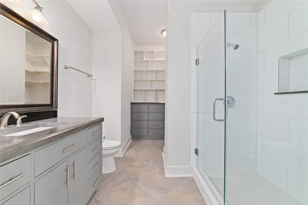 a view of an empty walk in closet