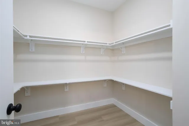 a view of an empty walk in closet