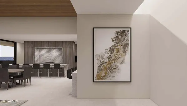 a view of a house with a snow on the wall