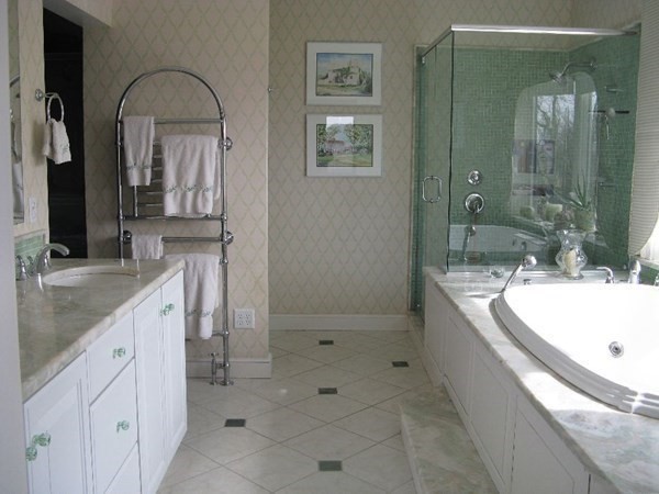 1125 N Road Hardwick, MA 01037 - Photo 33 of 41 a bathroom with a granite countertop sink a mirror a bathtub and shower
