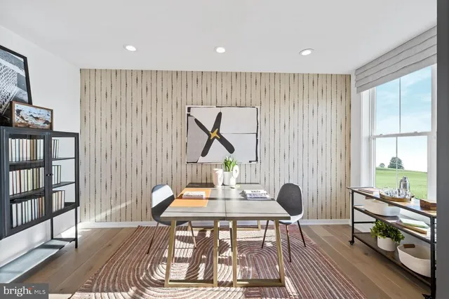 a workspace with furniture and window