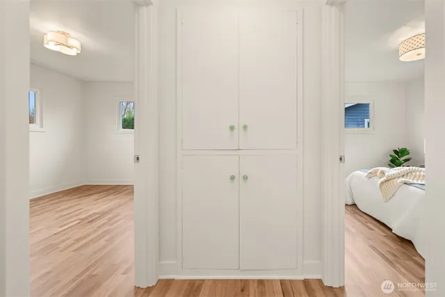 a view of hallway with livingroom